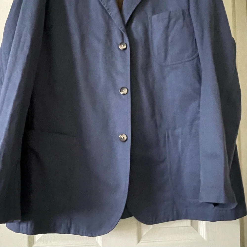 J.L. Powell Sporty Cotton Blazer Men Size 48 Button Front Casual Navy Blue